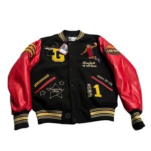 Playground Topgun Black and Red Varsity Jacket Size Large